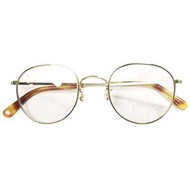 Buddy Optical 日本製造 IAS Boston 太陽眼鏡，金色/淺灰色鈦金屬，二手。