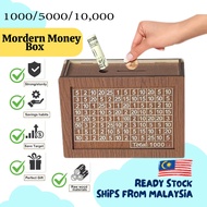 Modern Money Saving Box Wood Money Box with number on the box, Tabung Duit, Saving Planner, Money Ba