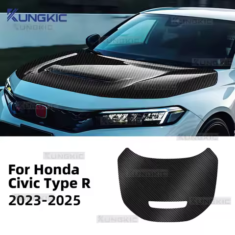 for Honda Civic Type R 2023 2024 2025 Car Hood Roof Paint Protection Film Gloss Black Carbon Pattern