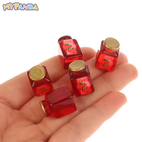 1/12 Dollhouse Strawberry Sauce Jam Jar Dollhouse Miniature Kitchen Food Accessories Dolls House Dec