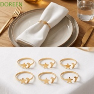 DOREEN 6PCS Moon Napkin Rings, Gold/Silver Modern Star Napkin Buckle, Party Supplies Minimalist Meta
