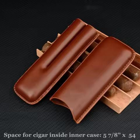 Brown Leather Cigar Case 2 Tube Cigar Holder Travel Mini Humidor Box Portable Cigar Case for Cohiba 