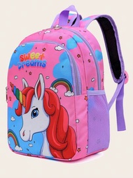 Bolso Escolar Lindo De Unicornio, Bolso Escolar De Dibujos Animados Kawaii, Linda Mochila Escolar Para Niños Con Patrón De Unicornio De Dibujos Animados