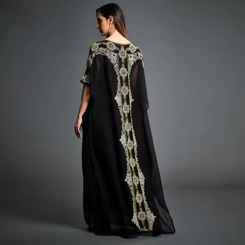 Turkish Caftan Marocain Qatar Oman Clothing for Women Robes Summer Dress Elegant Long Sleeves Kaftan