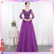 Purple Emcee Lady Dinner Full Dress Formal Long Evening Maxi Dress Party Ball Gown Gaun Pengantin Pa