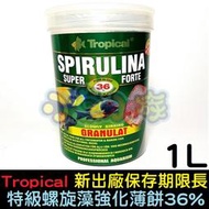 【小魚水族】【波蘭Tropical德比克、特級螺旋藻強化薄餅36%、免運增量1000ml】小顆粒、原裝罐