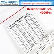 [4000PCS] 0603 SMD Resistor Assorted Kit 80ValuesX 25PCS 5% 10R 910K 100R 100K 4.7K 5.1R 22R 2K 10K 
