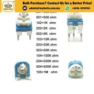Single Turn Preset 100 ohm, 220 ohm, 500 ohm, 1k ohm, 5k ohm, 10k ohm, 20k ohm, 22k ohm, 50k ohm, 10