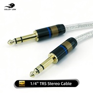 GOLLEY LION สาย TRS 1/4นิ้วสายเคเบิล TRS 1/4 TRS สมดุลสเตอริโอสายออดิโอชายชาย Pro สายเคเบิลเชื่อมต่อ