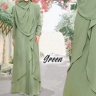 Jubah Abaya Jubah Orkid Jubah Abaya Putih Princess Cut 2 Layer Chiffon Murah Abaya Green Tea Abaya D