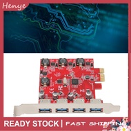 henye PCI Express to USB Expansion Card  4 Ports 3.0 Support Hot Swap PCIE X1 PCB 5Gbps Multi System