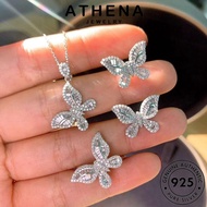 ATHENA JEWELRY Chain Necklace For Silver Moissanite Accessories Women 925 Cute Korean Original Sterling Rantai Leher Perak Diamond Perempuan Pendant 純銀項鏈 Butterfly S164