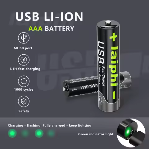 AAA new large capacity 1110mWh rechargeable lithium ion battery AA A 1.5V USB fast charging lithium 