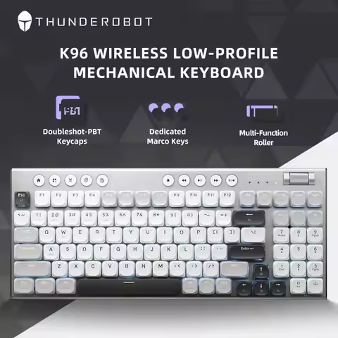 THUNDEROBOT K96 Wireless Mechanical Keyboard Low-profile Productivity Keyboard 98 Keys with Roller M