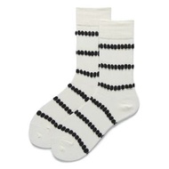 韓國波點中筒襪 夏季薄款女裝襪子 條紋設計 配樂福鞋穿搭- 黑色 均碼（35-39）