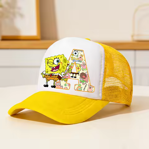 SpongeBob SquarePanted Baseball Cap Kids Adults Letter Print Sun Hats Anime Cartoon Adjustable Peake