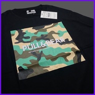 ◬ ✆ HITAM Orifake - PULL AND BEAR Camo Black Box T-Shirt