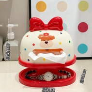 Dopamine Bow Contrast Color Tissue Box Home Living Room Coffee Table Double-layer Paper Box Entrance