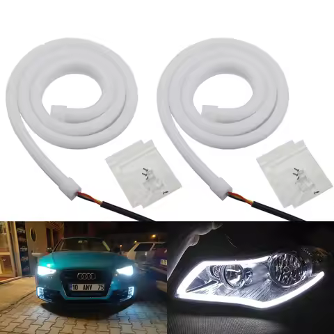 2 pieces Car Turn Signal LED Strip Lights 12V 30cm 45cm 60cm Styling DRL LED Flexible Soft Tube Guid