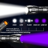 White Light Dual Light Retractable UV Flashlight 395 / 2-in-1 White Light Outdoor Lighting UV Detect