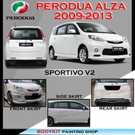 PERODUA ALZA 2008-2013 SPORTIVO V2 STYLE FULLSET SKIRTING(FRONT SKIRT ,SIDE SKIRT, REAR SKIRT)-MATERIAL PU GETAH BODYKIT