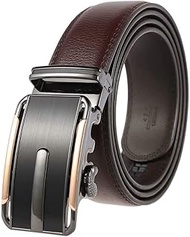 Men's Belt,Leather Ratchet Dress Belts for Men with Automatic Sliding Buckle, Trim to Fit (130cm/wai