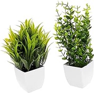 LIFKOME 2pcs Artificial Potted Plant Artificial Indoor Plants Fake Greenery Potted Mini Vase Succulents Plants Live Outdoor Vase Home Office Fake Potted Plant Plastic Household
