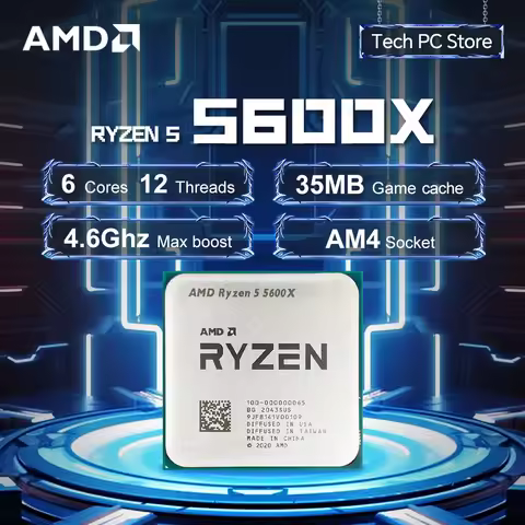 AMD Ryzen 5 5600X 3.7GHz 6-Core 12-Thread R5 5600X Socket AM4 7NM L3=32M Processor 65W DDR4 No coole