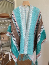 Pouie | Boho Knit Shawl for Summer Outfit
