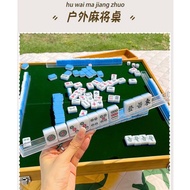 Portable 144 Tiles Mahjong Set with Portable Table Outdoor Activity Gathering Games Foldable Mahjong Table Set[10076]