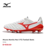 รองเท้าฟุตบอลของแท้ MIZUNO รุ่น Morelia Neo II FG/White-red การเลือก ที่แตกต่างความสุข ที่แตกต่างกัน