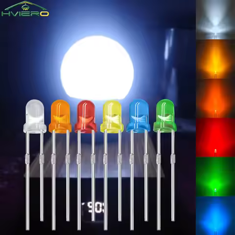 100-1000X 3mm Ball Bulb Led White Green Yellow Blue White Red Ultra Bright Light Emitting Diode Roun
