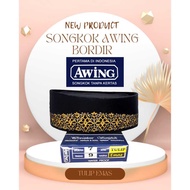 HITAM Songkok Awing Black Gold Tulip Embroidery Motif