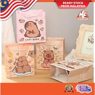 1PC Cute Capybara Gift Paper Bag Cartoon Portable Loopy Paper Bags Candy Color Handbag Gift Supplies
