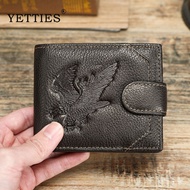 YETTIES Men's Wallet Genuine Leather Zipper Short Purse Card Holder Purse For Man Wallets