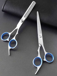2入組理髮剪和修薄剪，專業不銹鋼理髮剪，適用於理髮店、家庭、男女、寵物