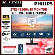 Philips 27" 27E1N1800A 4K UHD UltraHD HDR Adaptive Sync Built-In Speaker Monitor (DP / HDMI)