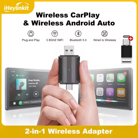 iHeylinkit NEW 2in1 Wired to Wireless CarPlay Android Auto AI Mini Box Plug&Play Automatic Connectio