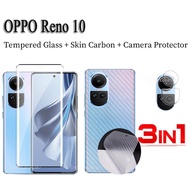 3 in 1 OPPO Reno 10 5G Reno 10 Pro Plus Screen Protector Tempered Glass For OPPO Reno 10 Pro Plus 5G Protective Film Camera Protector and Carbon Fiber Film
