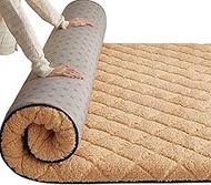 Sherpa Fleece Japanese Floor Mattress Futon Mattress, Roll Up Mattress Sleeping Tatami Mat Floor Lounger Guest Bed, Portable and Foldable Camping Mattress, Easy to Store (Color : Camel, Size : Queen