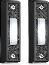 2 Pieces Lighted Doorbell Button, Wired Door Bell Push Buttons LED Door Chime, Wall Mounted Door Opener Switch (Black,White Light)