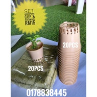 SET HIDROPONIK AQUAPONICS ROCKWOOL & CUP ( 20 pcs)