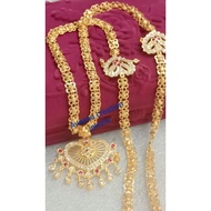 🧿Real gold look Moggupu Malai with Heart shape pendent  "32inch gold plated  ( not916) 🚫 bukan emas