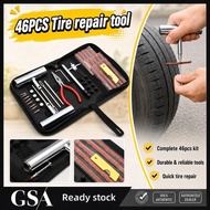 46 Piece Tire Repair Tool Set Emergency Puncture Kit Car Motorbike EV Roadside Garage Workshop Tools