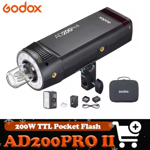 Godox AD200Pro II 200Ws TTL Pocket Flash 2.4G TTL 1/8000s HSS Monolight 0.01-1.8s Recycle with Impro