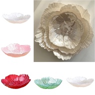 LDENCAM Flower-shaped Art Glass Bowl Crystal Glass Versatile Candy Tray Trinket Solid Color Fruit Holder Fruits
