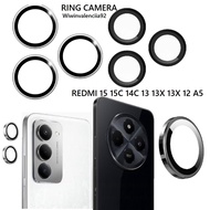 168-G1-2026 / Ring CAMERA SILVER - BLACK REDMI A5 - 15 - 15C - 14C - 13 - 13X - 13C Tempered Lens BL