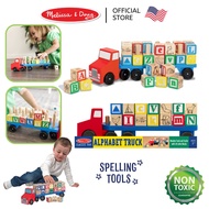 (ของแท้ USA) บล๊อกไม้ abc อักษร 28 ชิ้น สะกดคำศัพท์ Melissa & Doug Alphabet Truck ตัวต่อ ลากได้ รุ่น