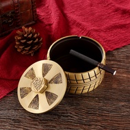 High-End Brass Tire Ashtray Light Luxury Living Room Store Decoration Covered Cylinder Moving Gift M