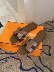 全新🌸 Hermès 愛馬仕 Oran Sandal H拖鞋 棕色 小牛皮